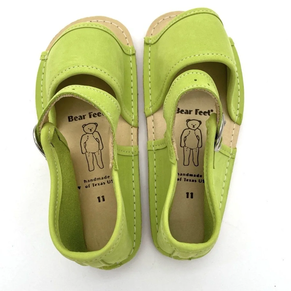 Bear Feet SAN PLM Lime Green Kids Leather Buckle Sandal Shoes Size 11 DSWB